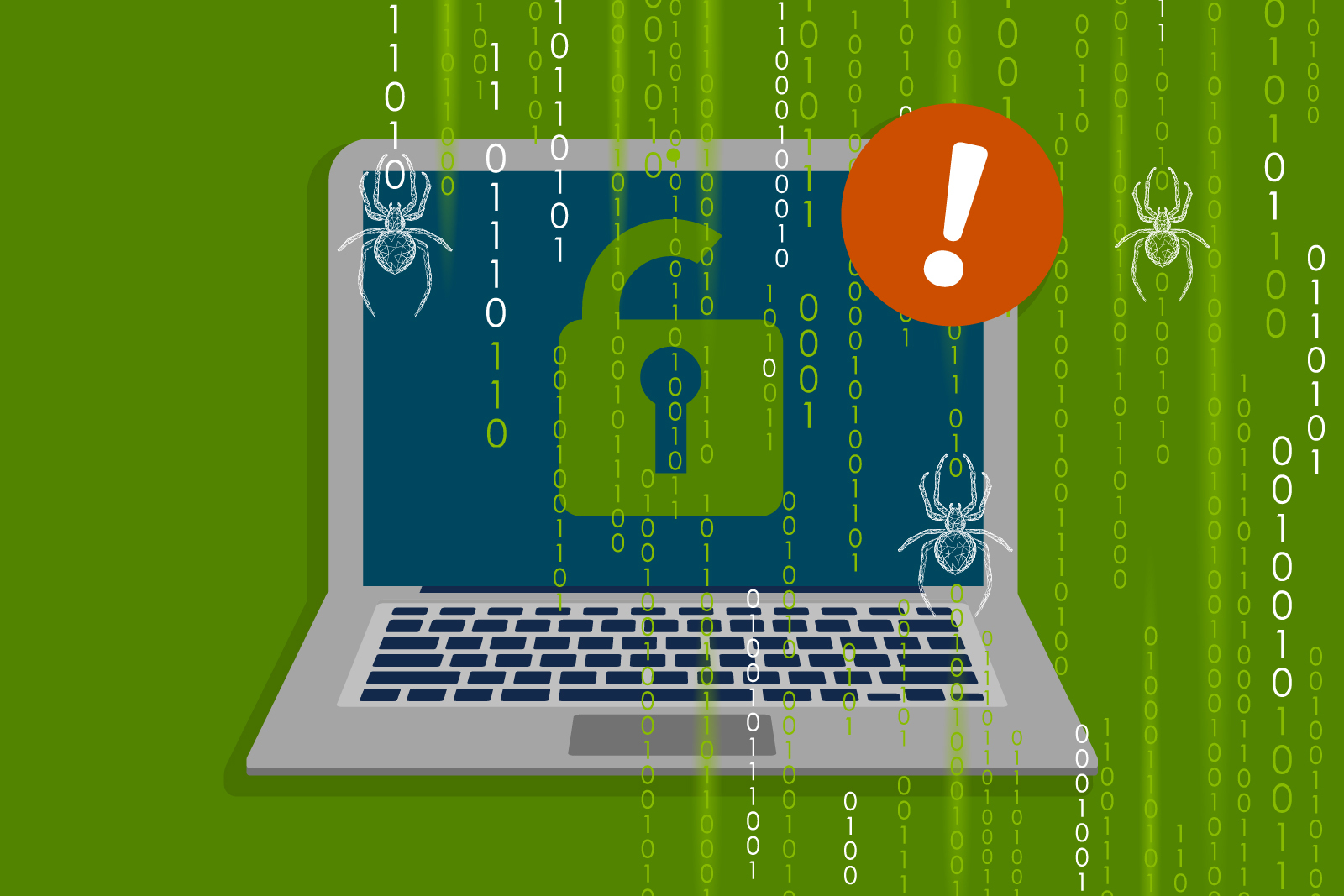 Illustration of a laptop screen with a lock in the...