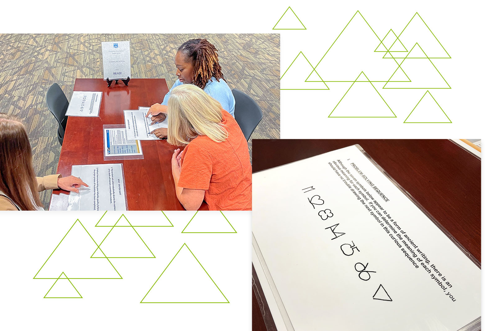 Group of people participating in a dyslexia exercise.