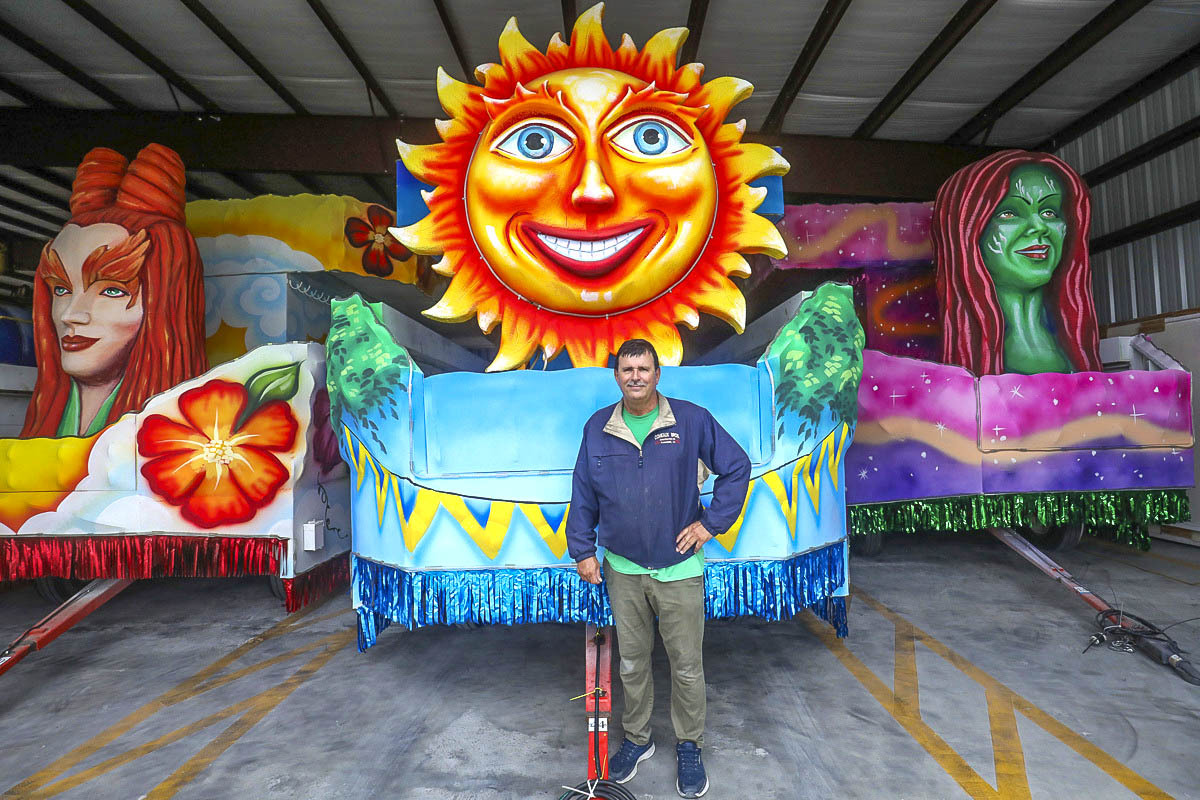For more than a decade Earl Comeaux has built parade floats, all in honor of his late sister.