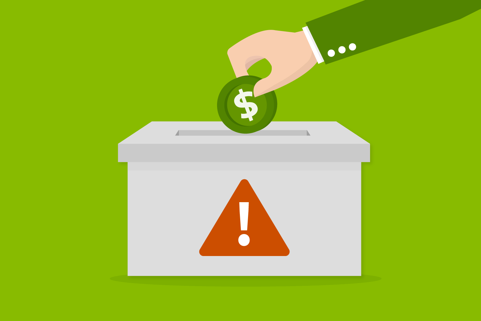 Illustration of a hand placing a coin in a donation...