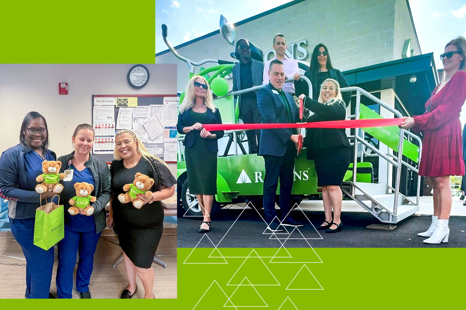 Ribbon cutting ceremony and Delray Medical Center staff with teddy bears