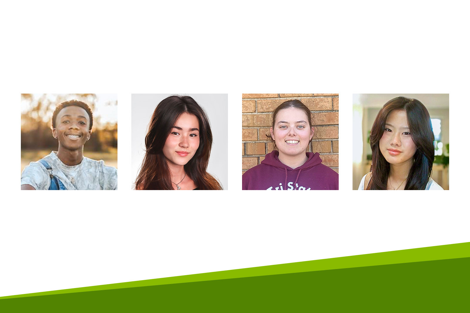 Headshot photos of the four winners of the Regions Riding...