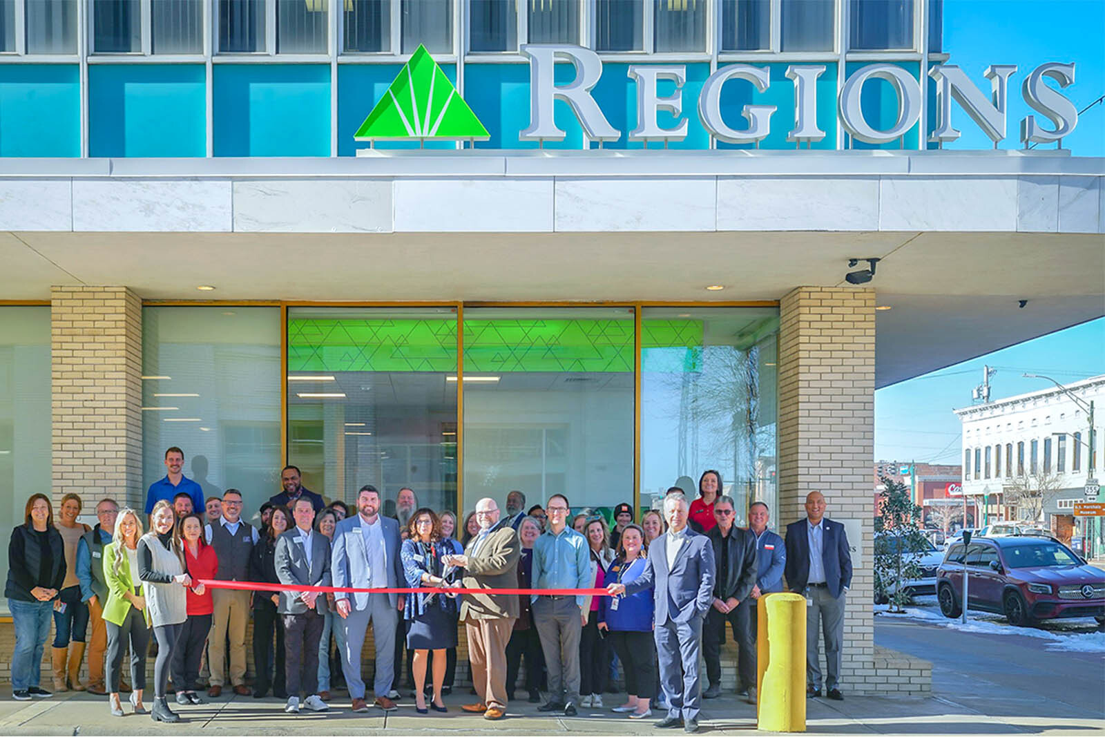 Regions associates standing outside of Regions Bank Fort Smith Branch...