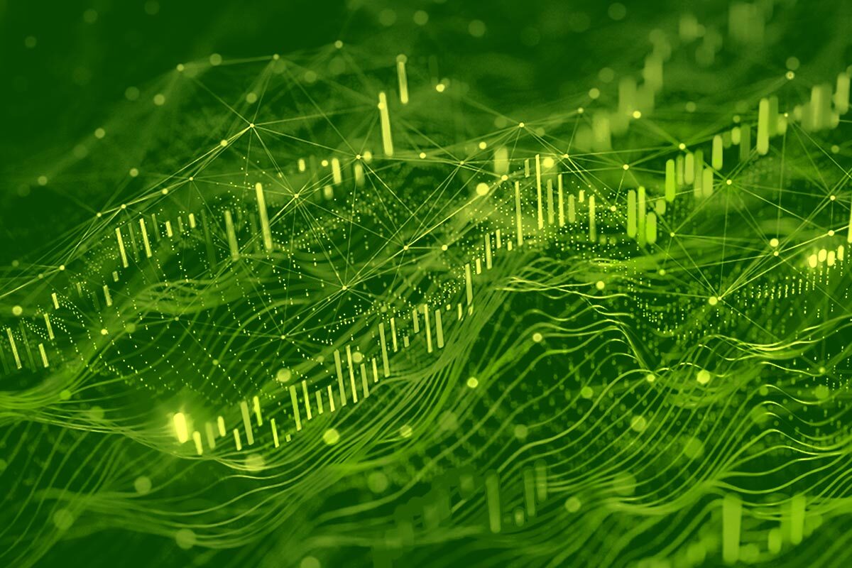 Abstract background with charts and graphs.