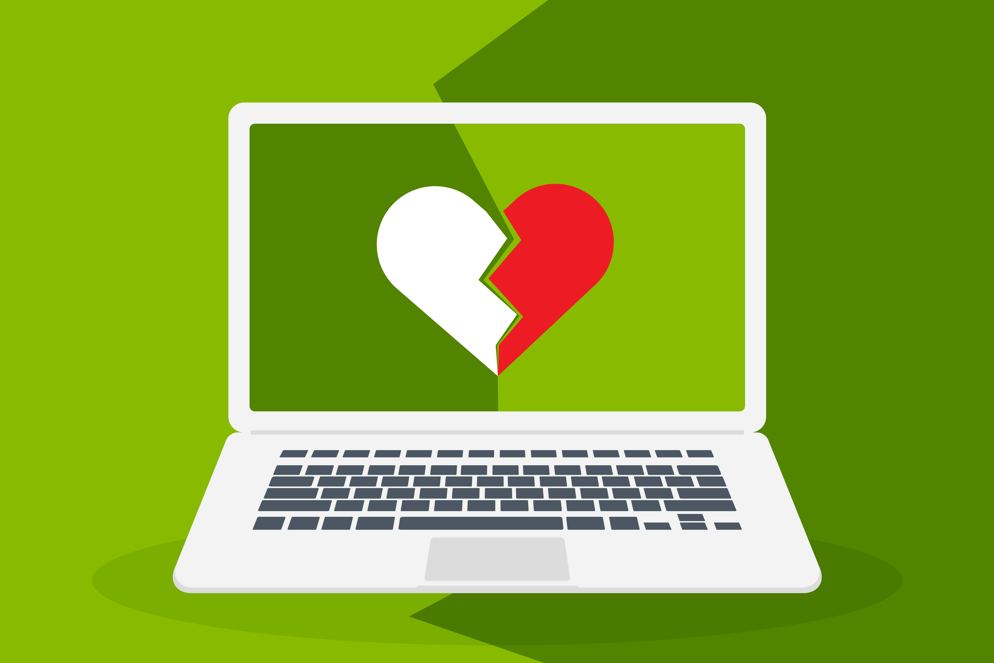 What is a romance scam? An illustration featuring a computer...