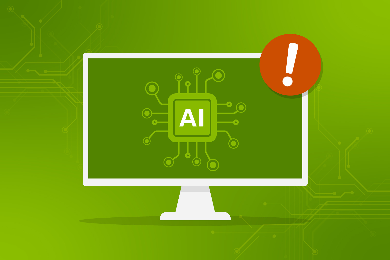 An illustration featuring a computer screen with an AI processor...