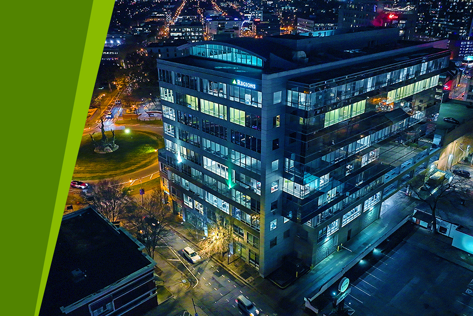 Exterior shot of new Regions headquarters in Nashville on Music...