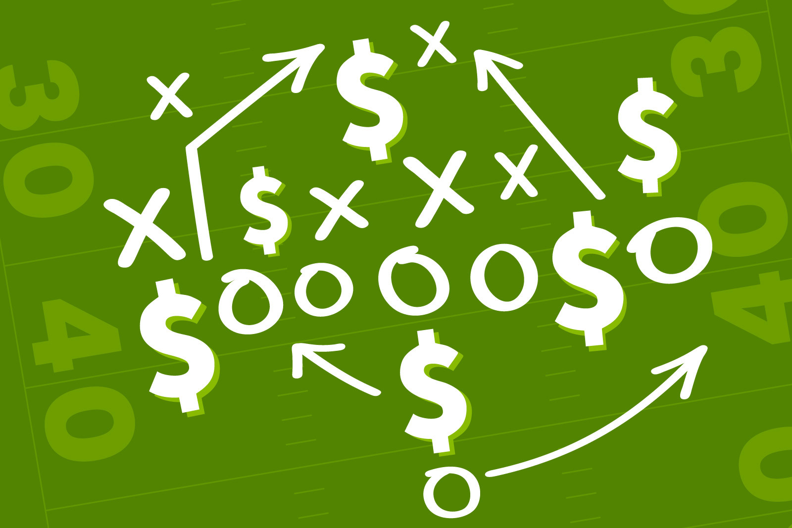 Illustration of a playbook with dollar signs.
