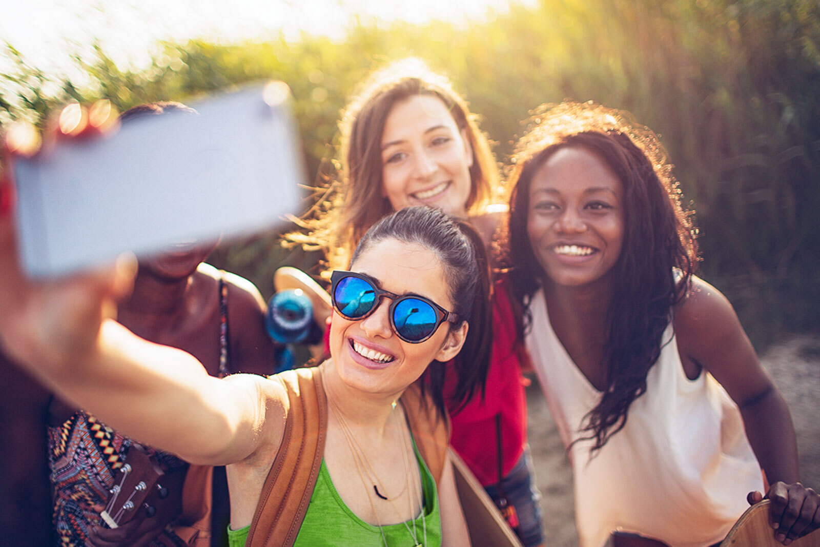 Group of young women taking a selfie during Spring Break.