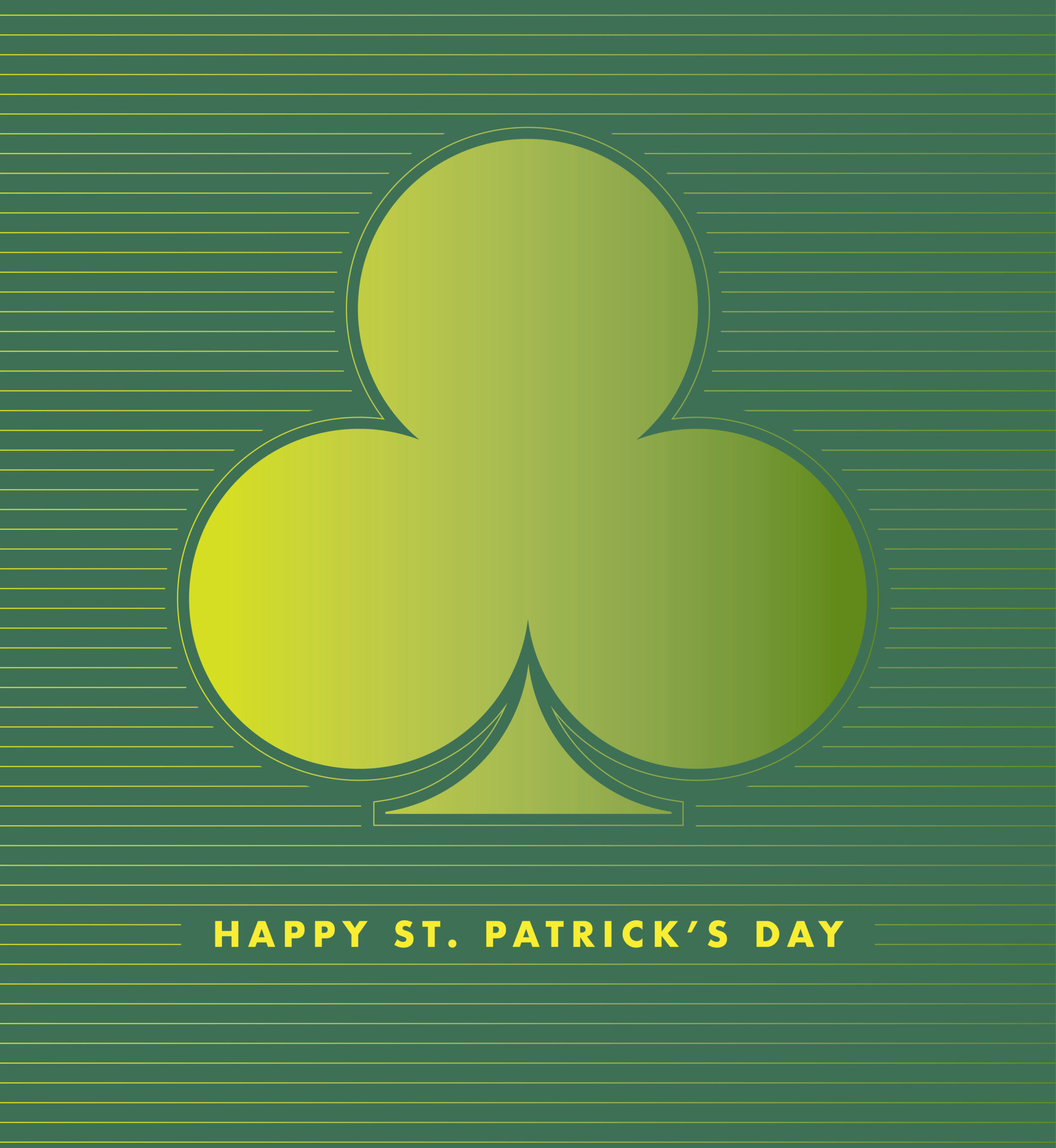 Shamrock illustration. Text: Happy St. Patrick's Day.