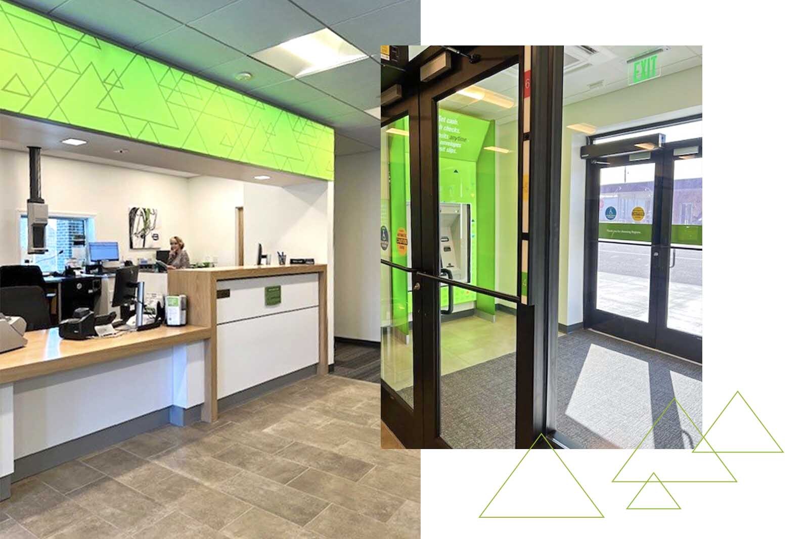 Interior shots front desk and ATM of new Regions branch in Springhill, Louisiana.