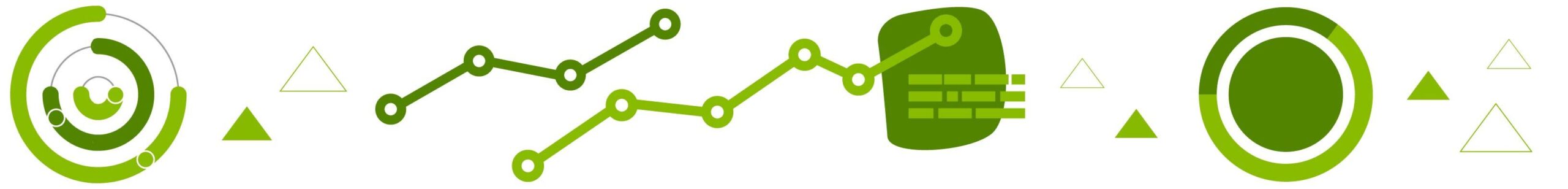 Decorative banner with graphs, charts and data visualization design elements.