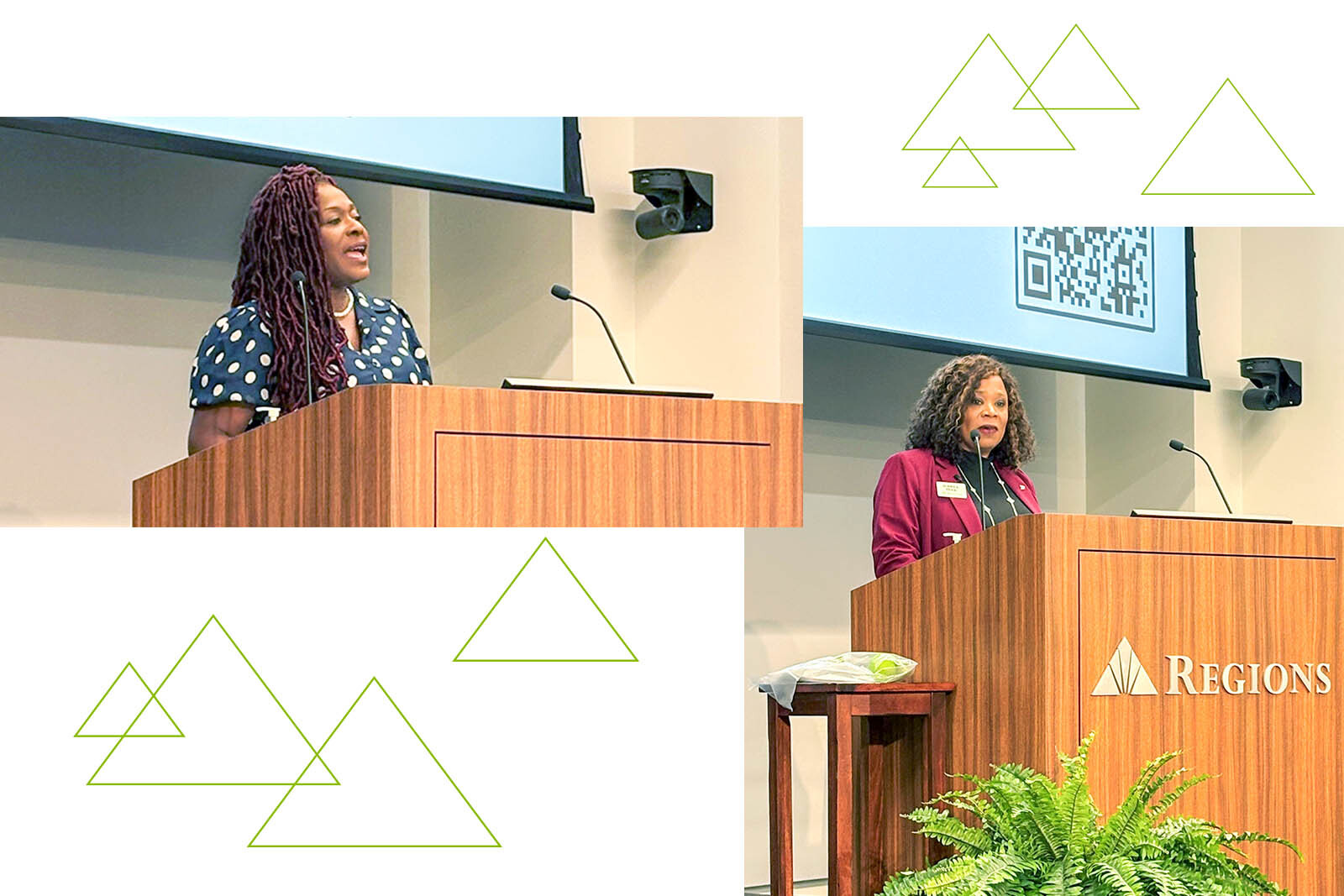 Collage with two speakers from Autism Awareness Month event.