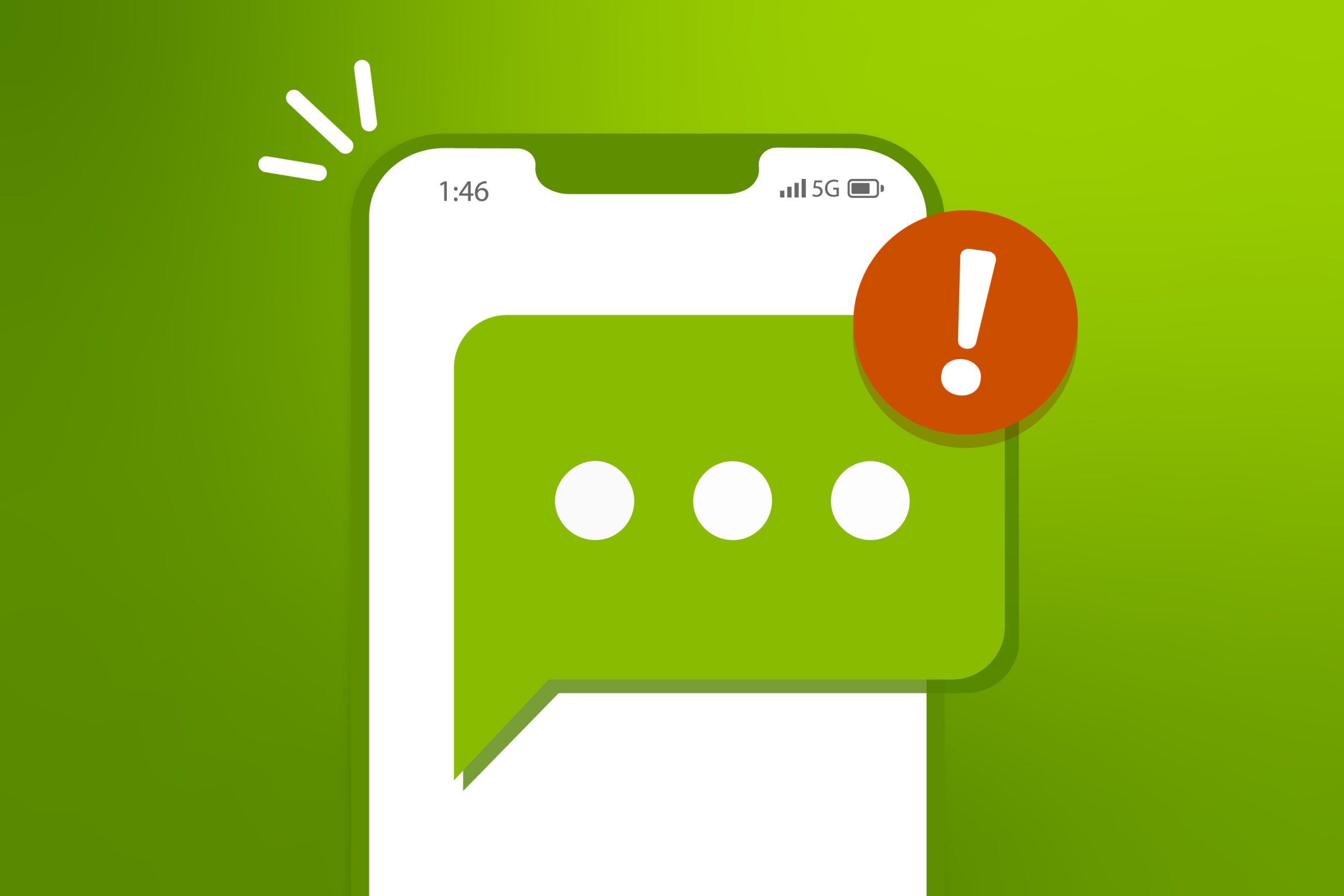 Illustration of a text message alert on a cell phone.