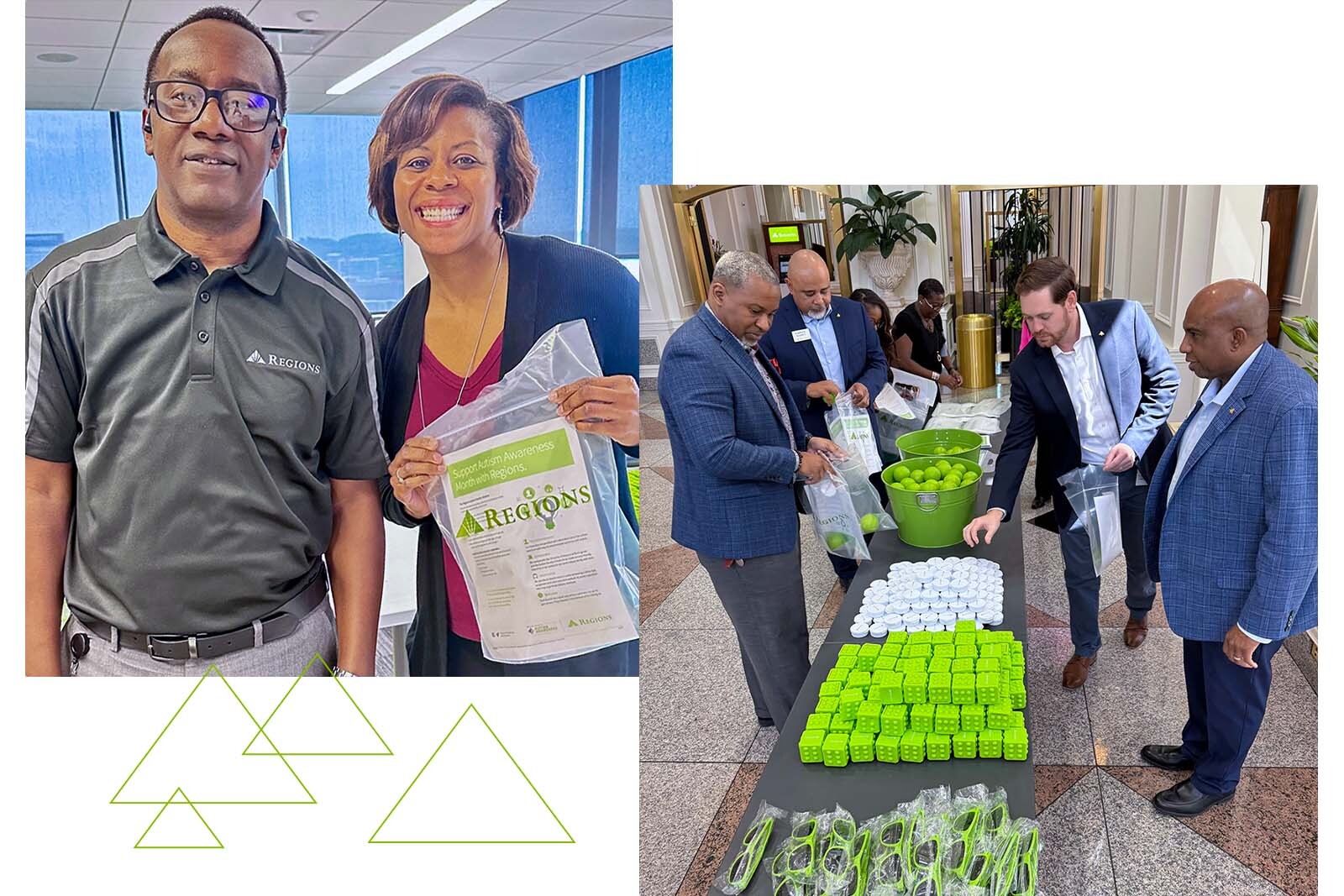 Regions volunteers from Birmingham and Memphis offices packing sensory packs.