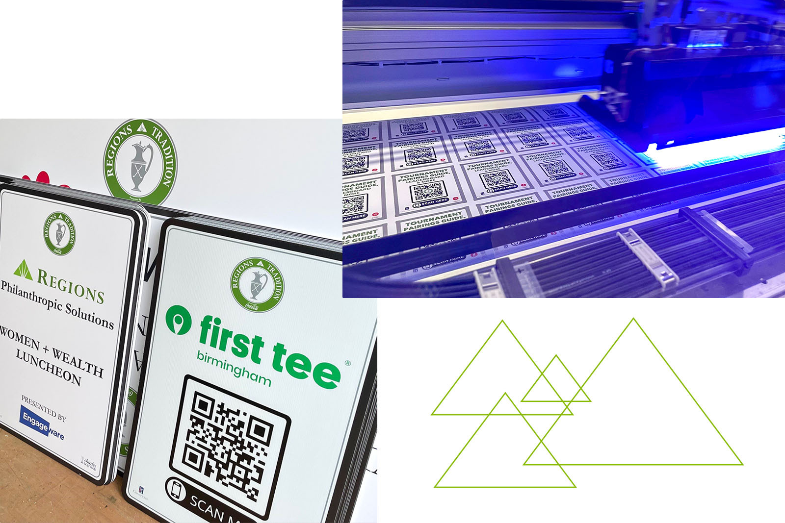 In production printing and finished signs for Regions Tradition.