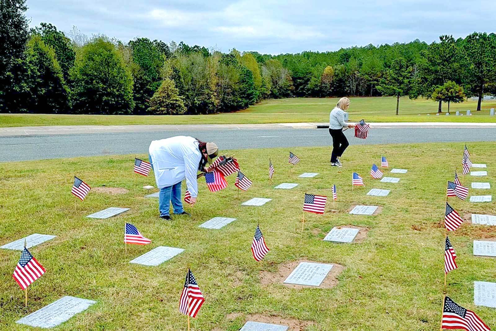 Kay Goke at the military cemetery.