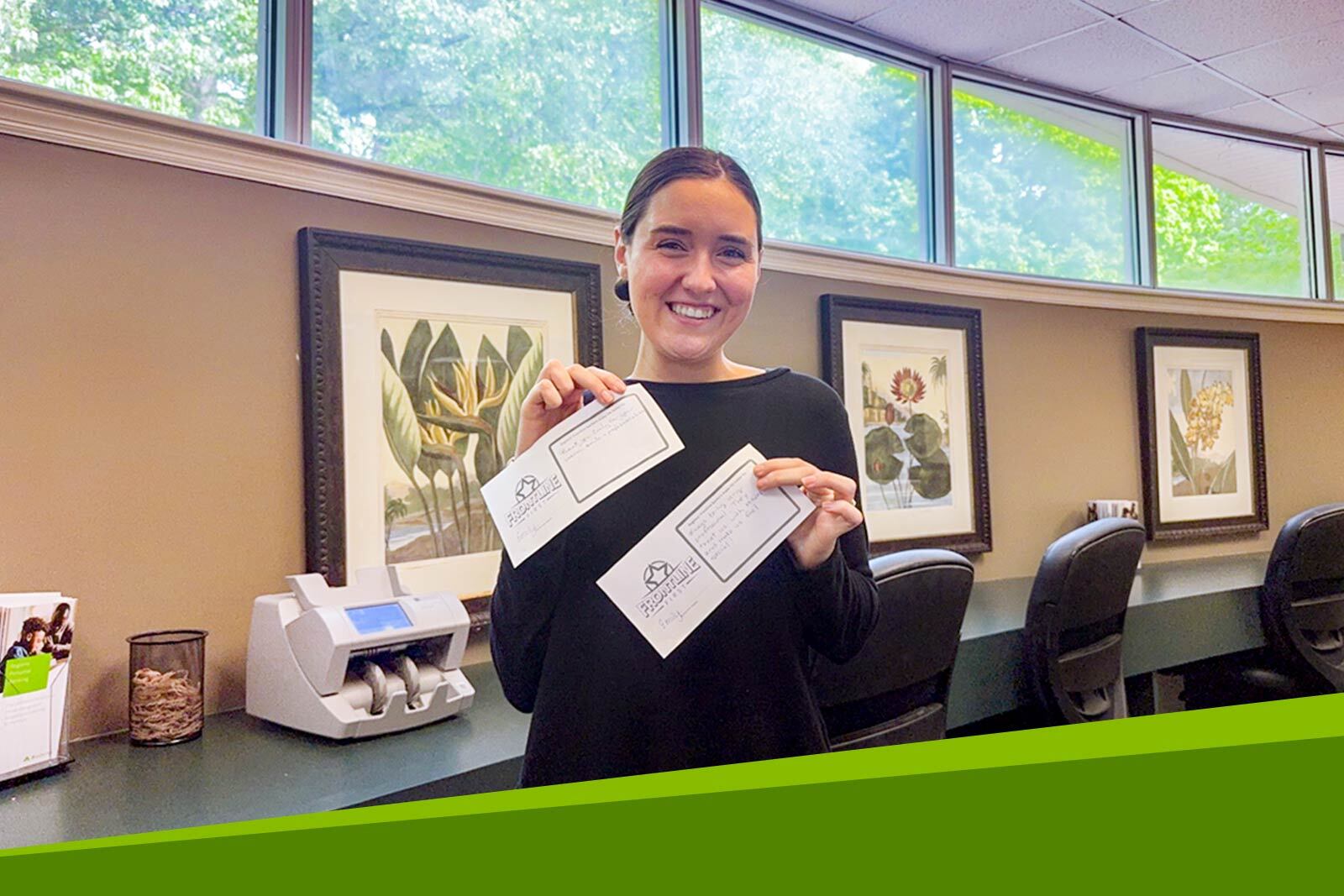 Emily Dugas, Regions banker receiving her first handwritten note of...