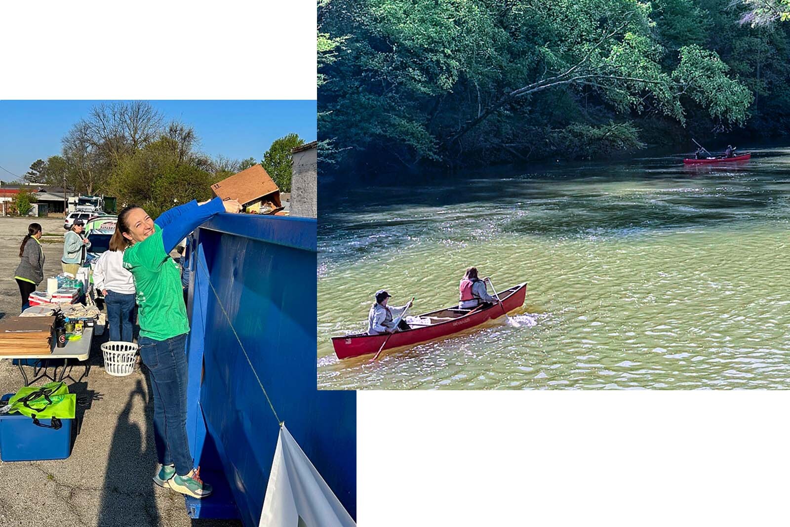 Regions associates volunteering for Earth day, cleaning up trash.