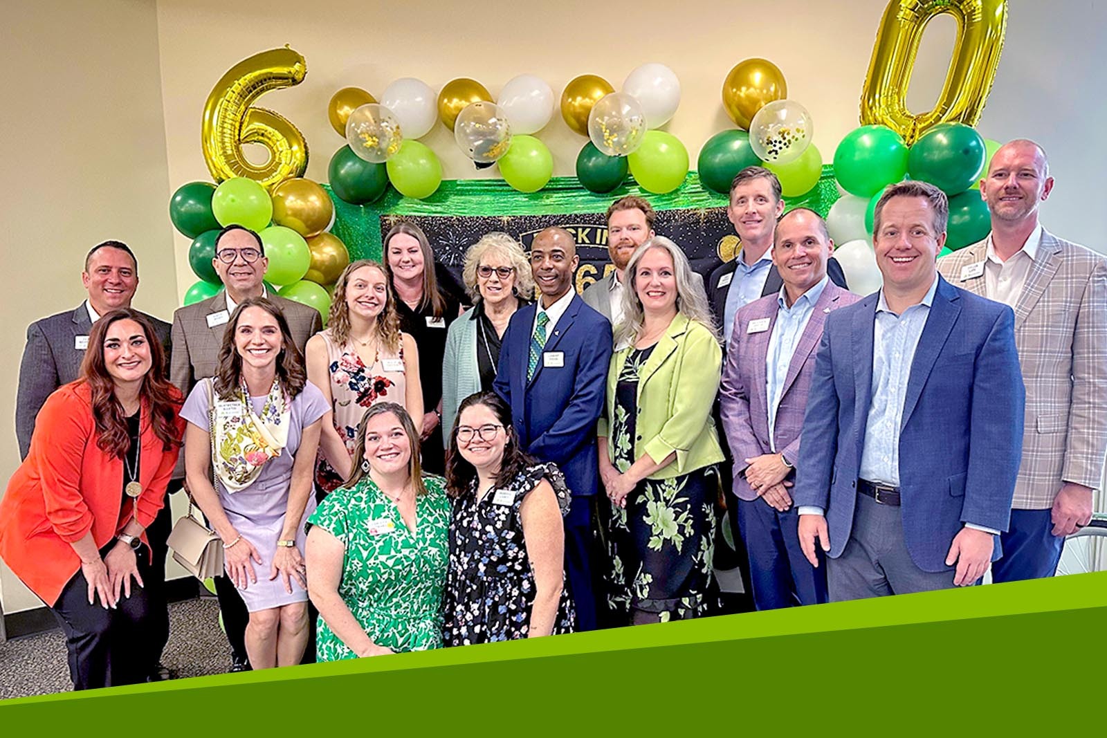 Group photo at Mary Lou Schlueter's anniversary celebration.