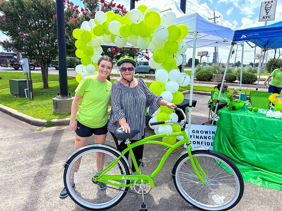 Regions Bike raffle winner at Shreveport-Bossier Open House and Regions...