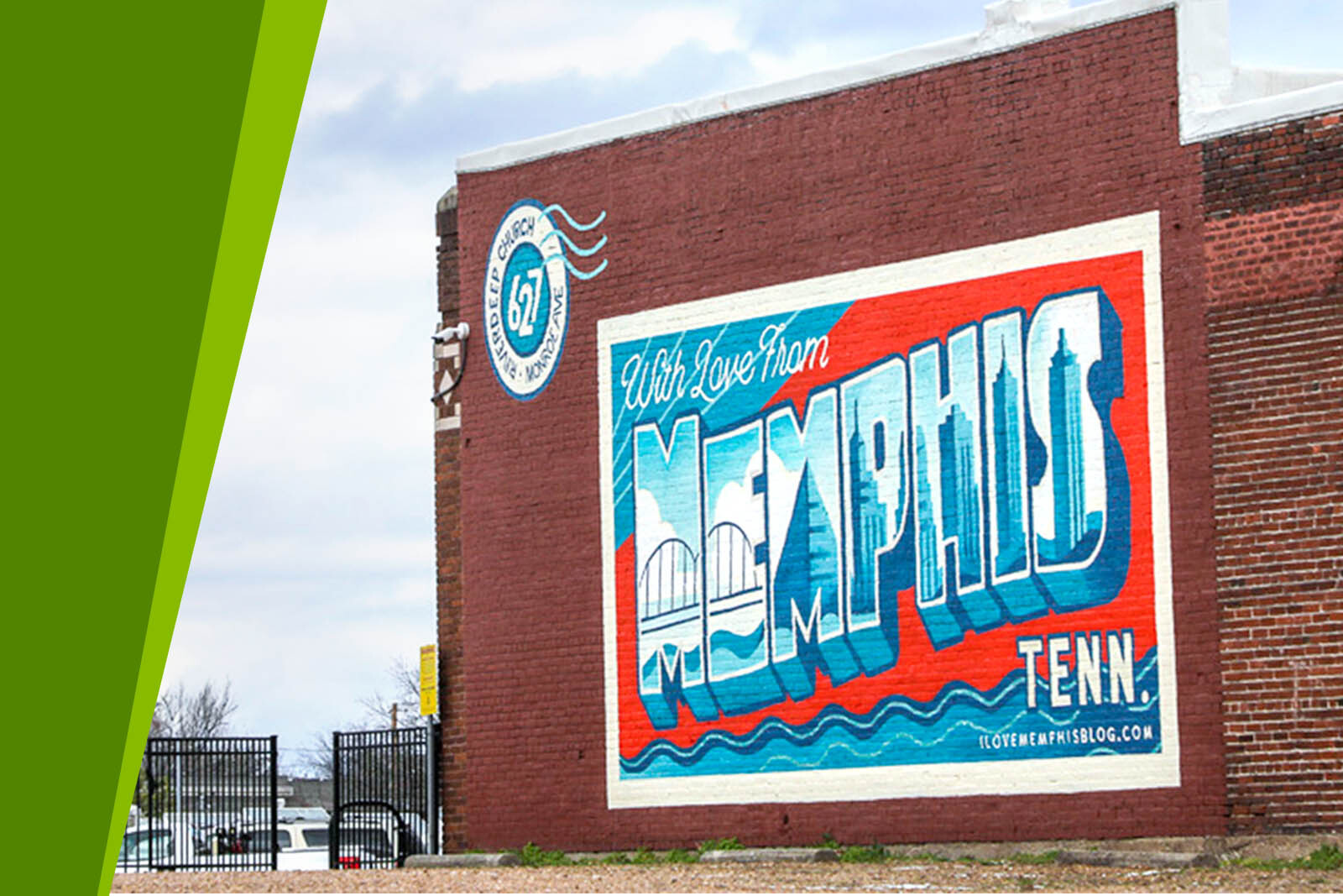 Mural on the side of a building that looks like...