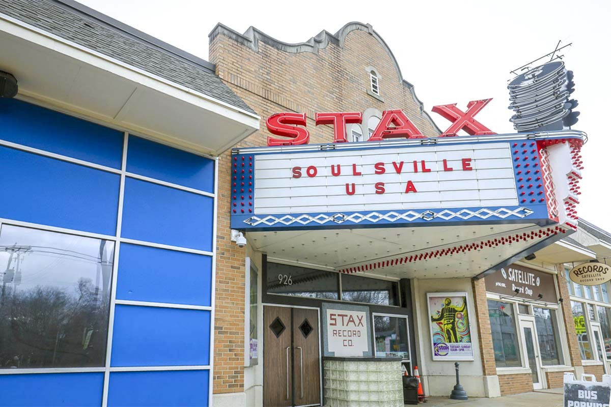 The marquee of Stax, which rivaled Motown during the 1960s and '70s.