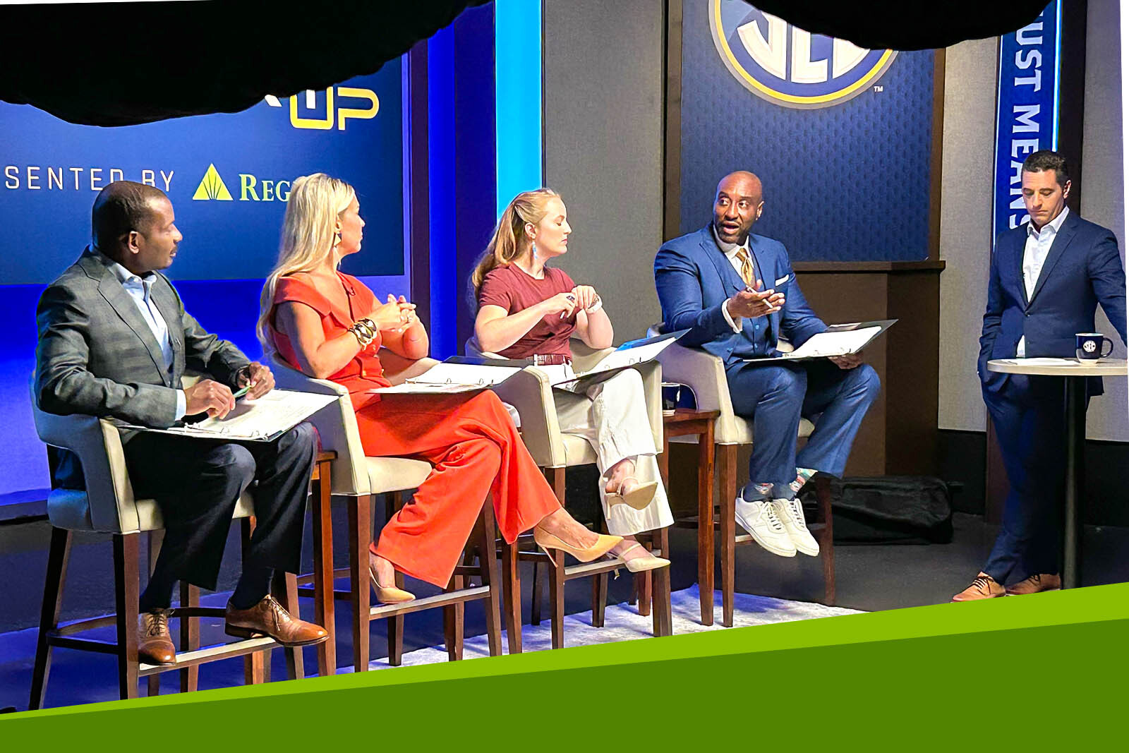 A panel of judges discussing winners for the SEC Start...