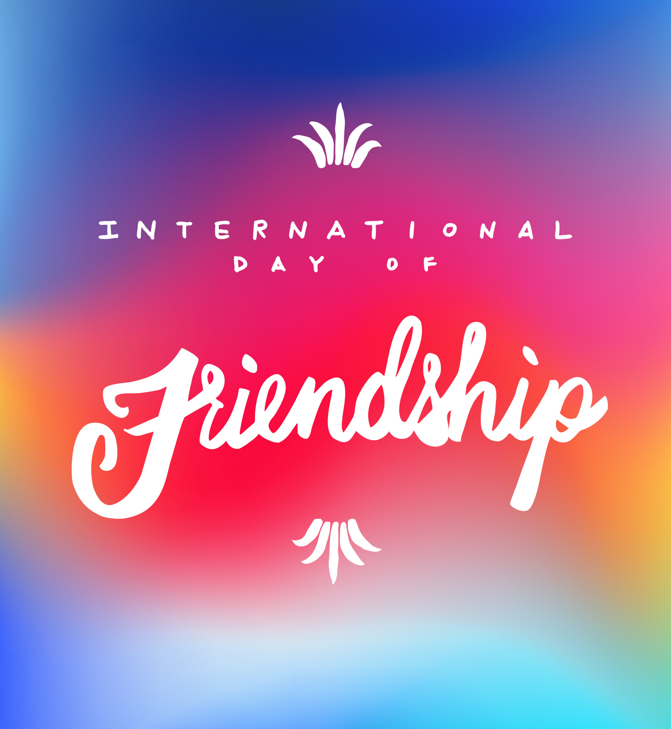 Gradient of bright colors. Text: International Day of Friendship.