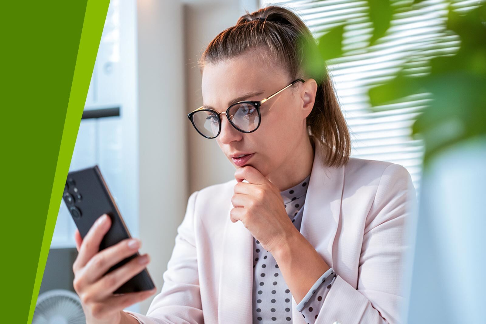 Upset woman with smart phone experiencing job scam.