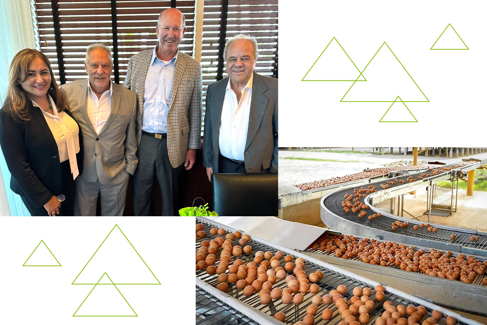 Regions and Alaso USA and eggs on conveyor belt.