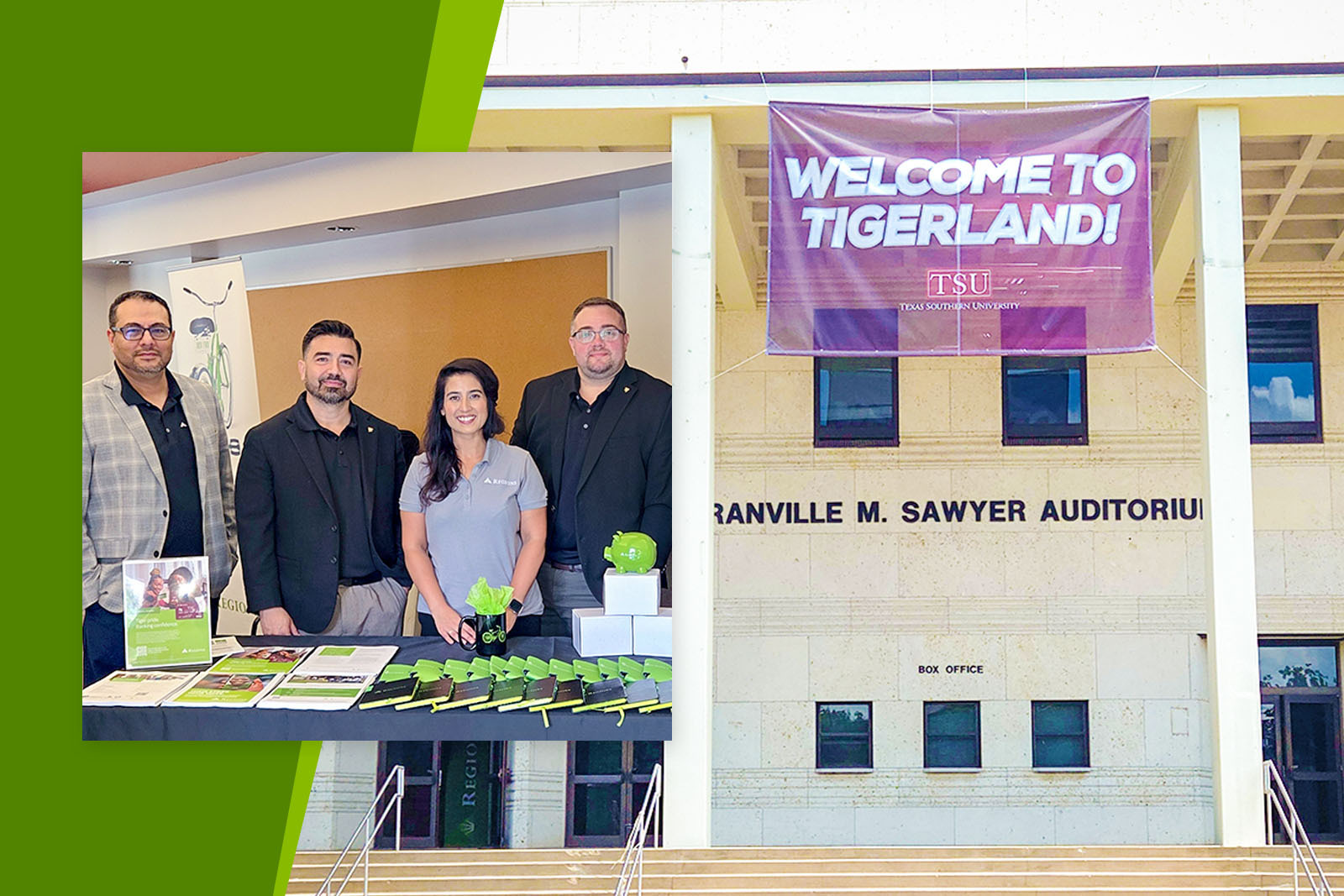 Group photo of Regions associates and a photo of the...