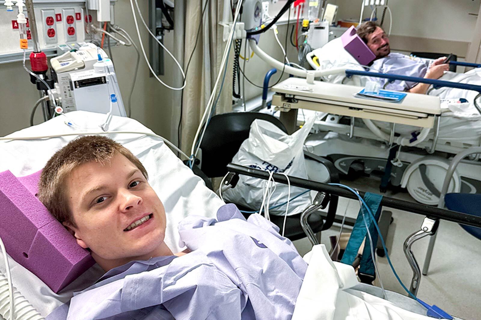 Will and RJ Williams in the hospital in the pre-op room.