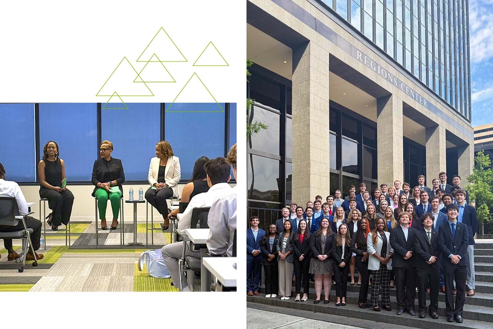 Emerging Talent program panel discussion and group of participants. 