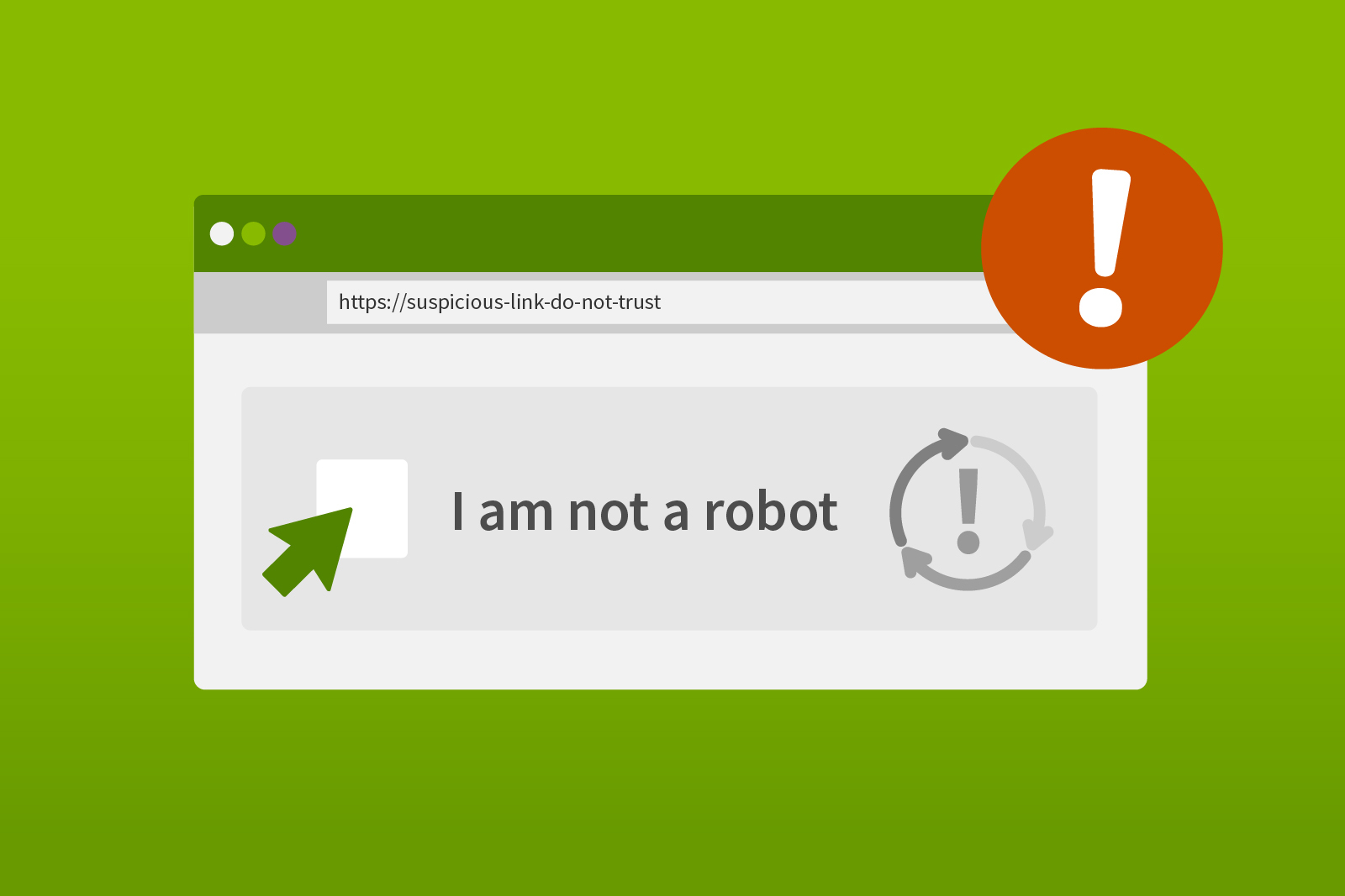 Illustration of a webpage with a suspicious URL, showing a...