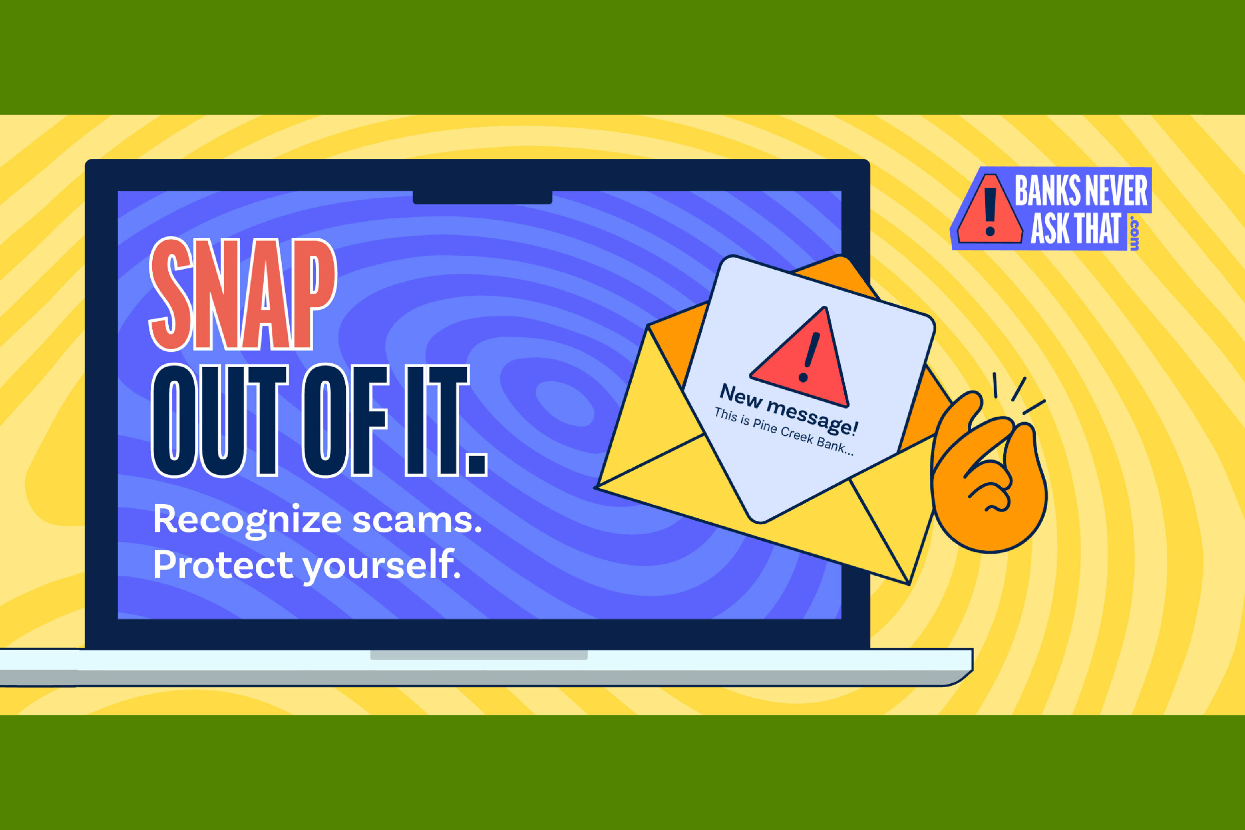 #BankNeverAsk Quiz graphic.