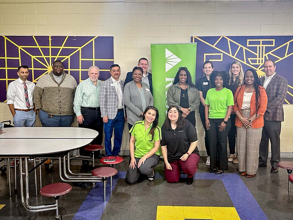 Group photo in the cafeteria of Donald Middle School