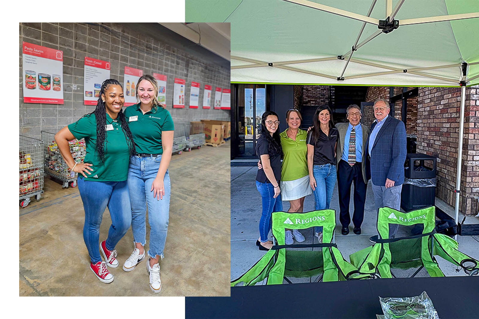 Regions Bank associates volunteering to help fight hunger with food banks.