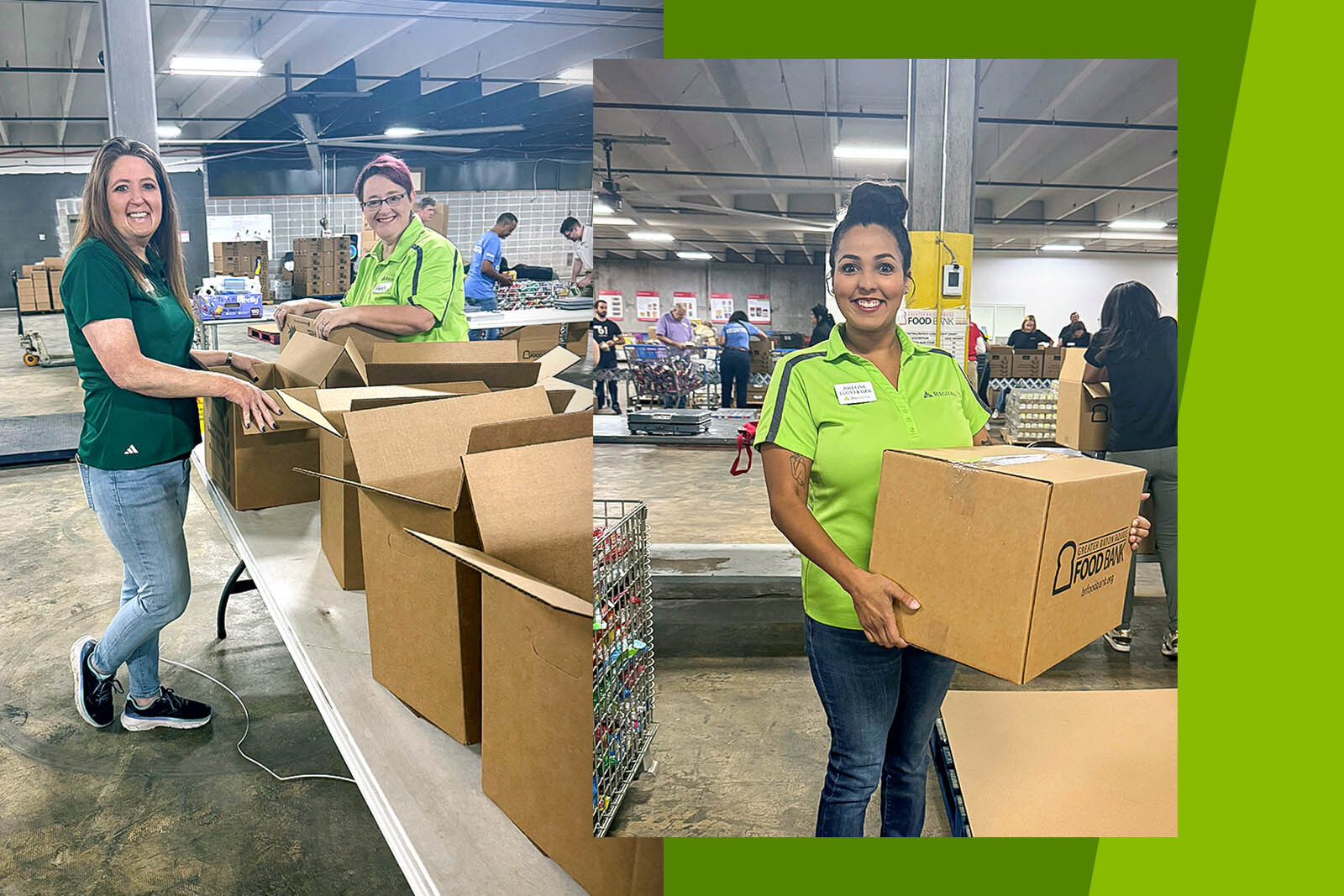 Regions Bank associates volunteering to help fight hunger with food banks.