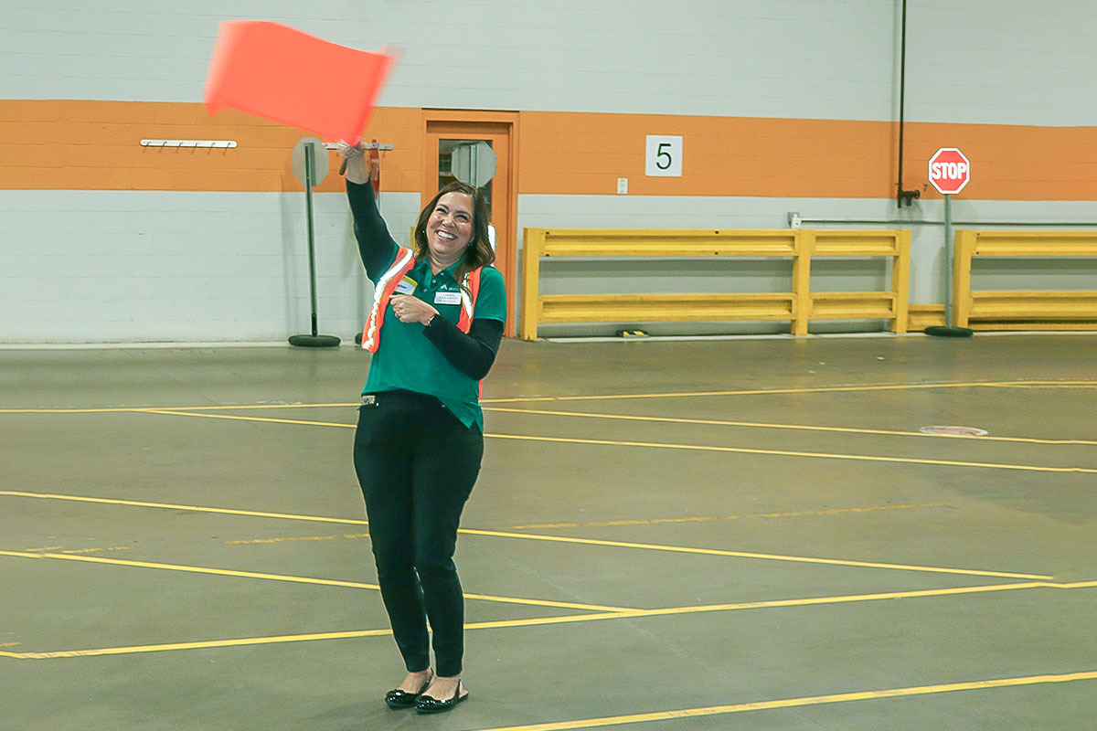 Amber Vanaman with Flag