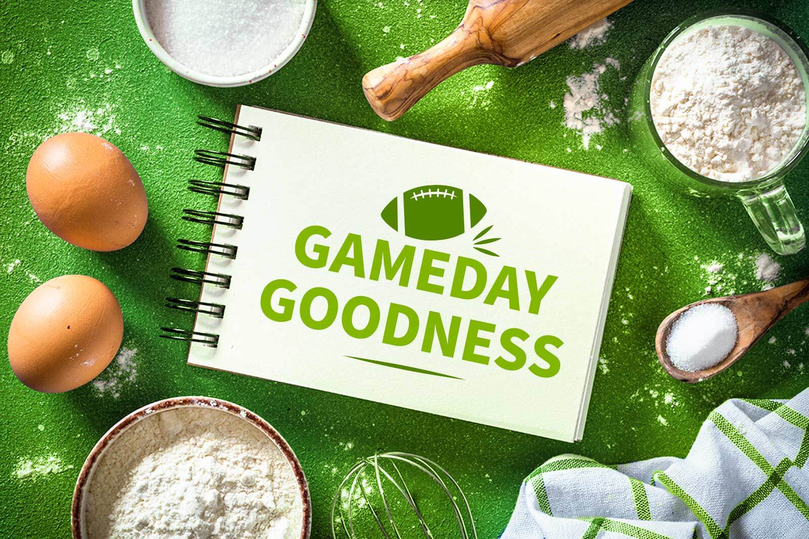 Graphic with some ingredients for the Game Day Recipes.