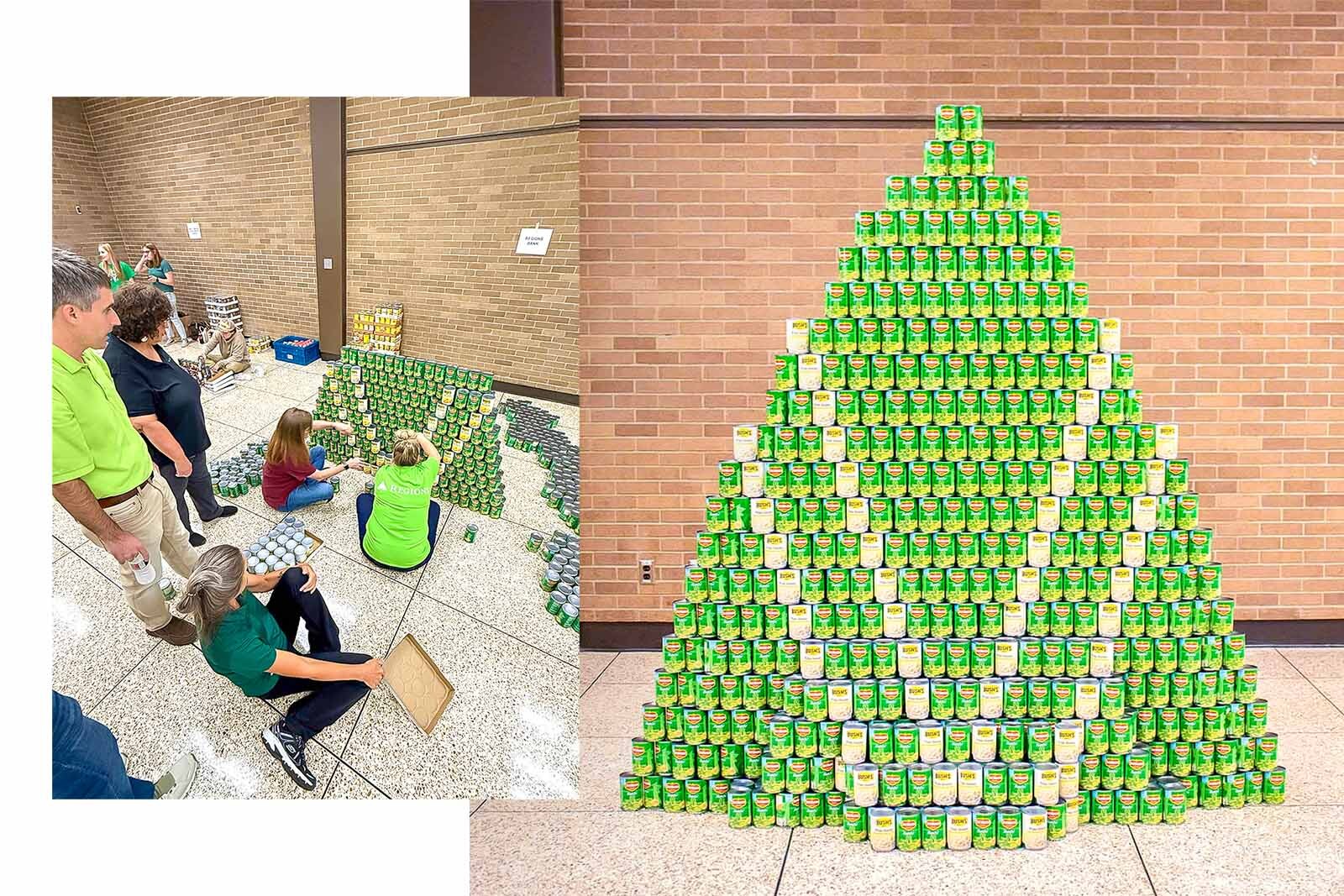 Food drive at Jackson, Tenn. brought in 51,000 pounds of food – 3,500 cans donated by the Regions team.