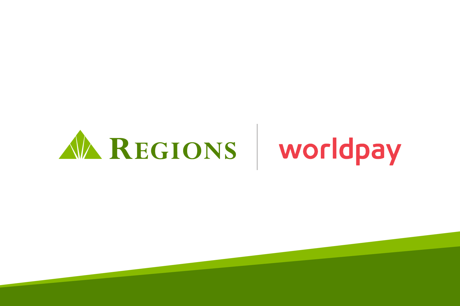 Regions bank main logo on the left with worldpay logo...