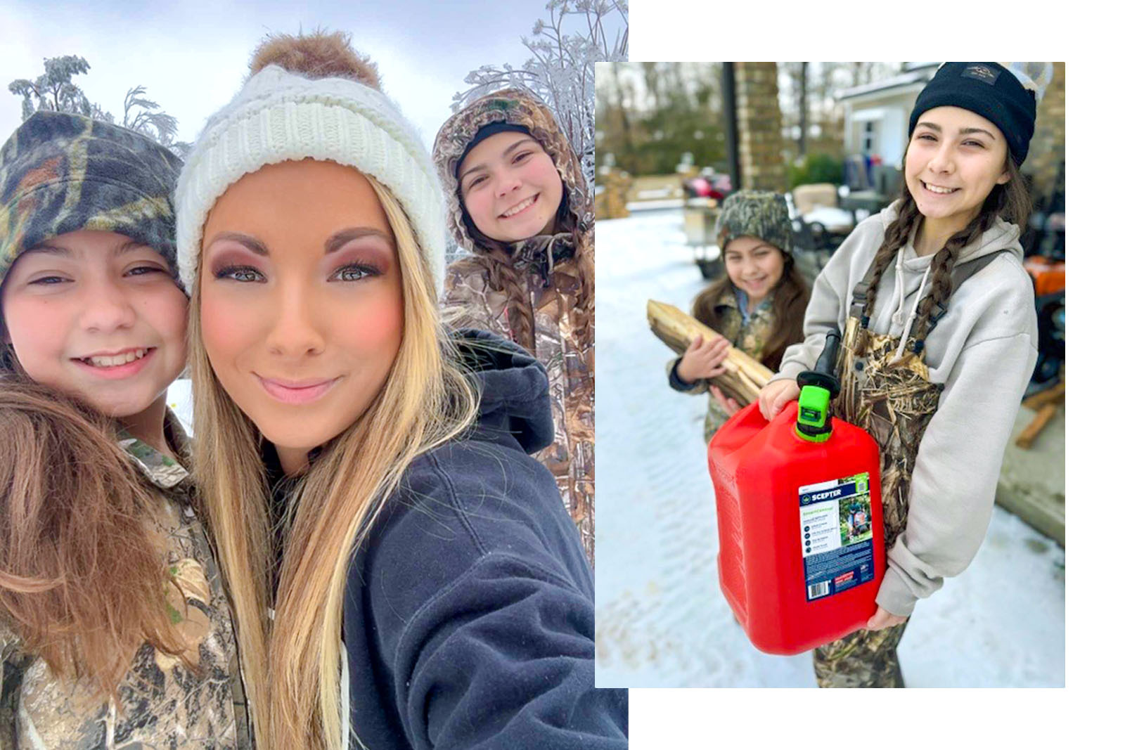 Stephanie Richard and daughters providing gas and fire wood for Winter Storm Fern.