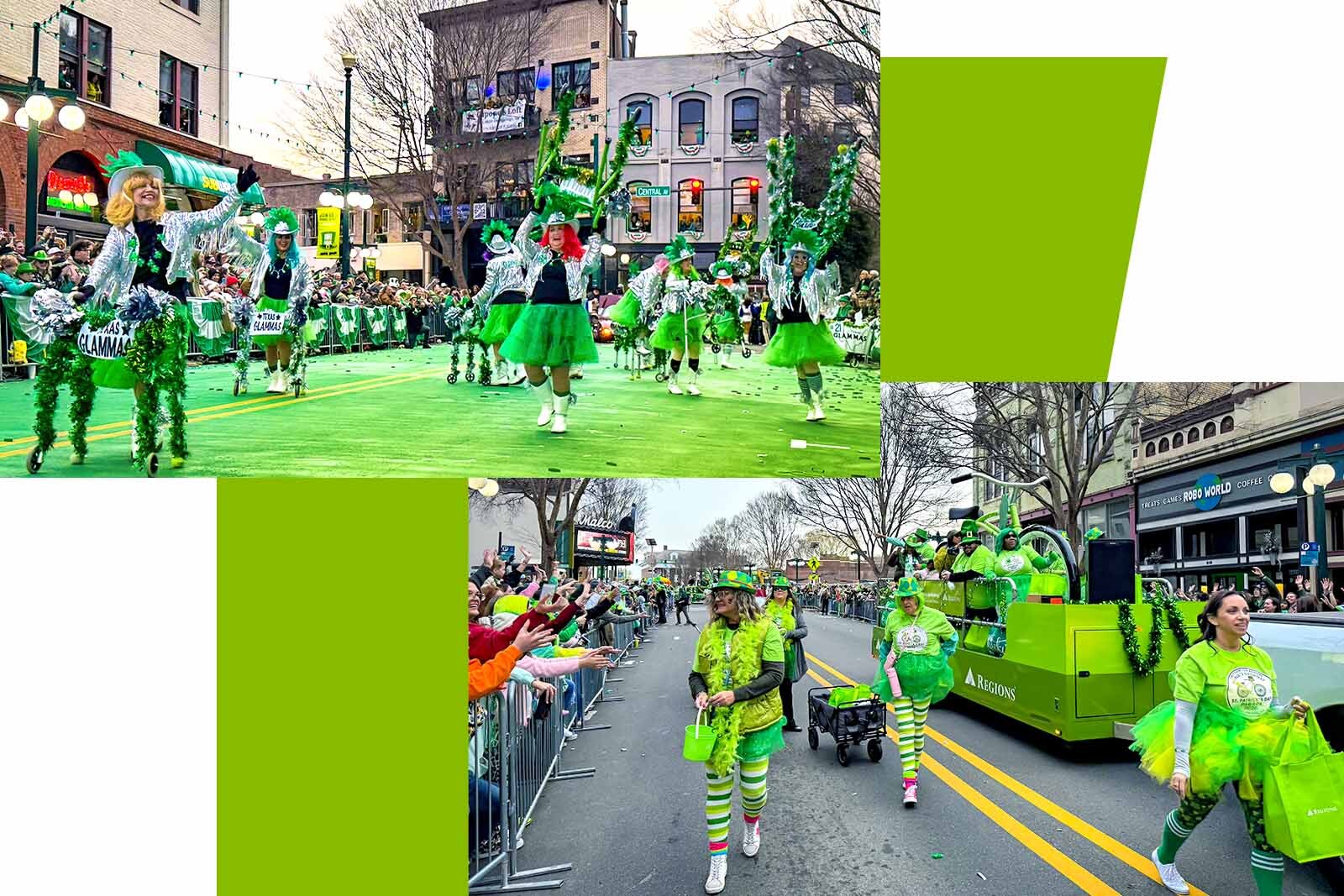 Dancing Grandmas and Regions Hot Springs associates at First Ever 23rd Annual World’s Shortest St. Patrick’s Day Parade.