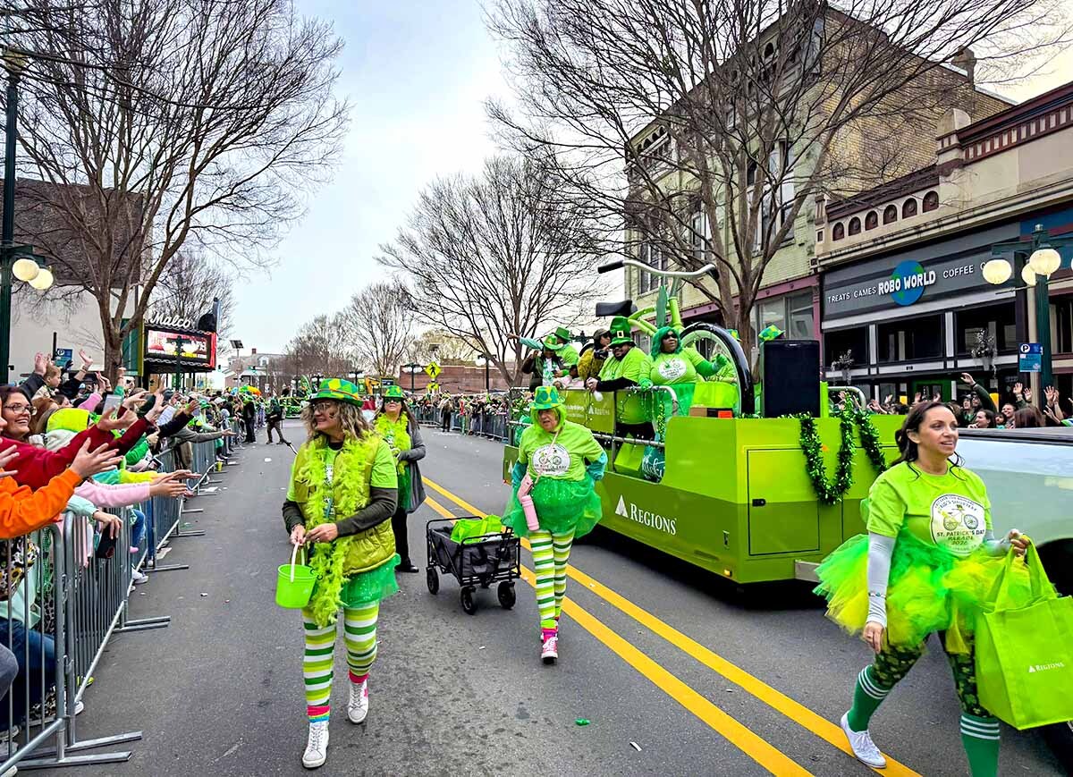 Regions associates walking parade route.