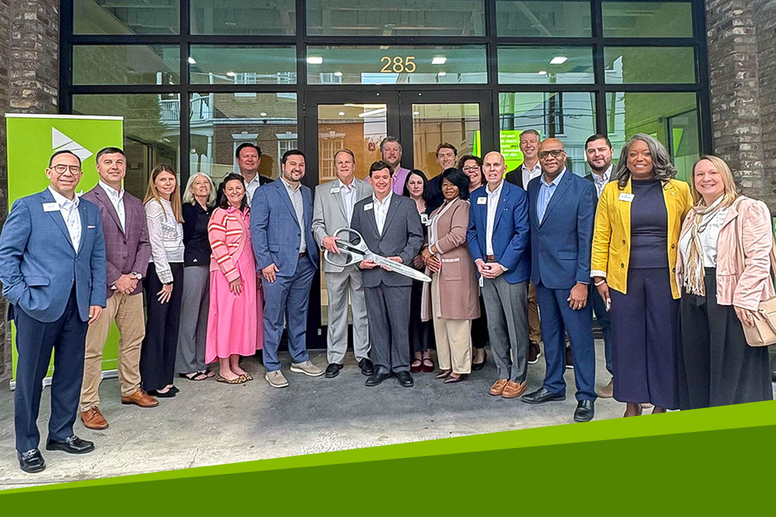 Ribbon-cutting ceremony on Meeting Street in Charleston, SC.