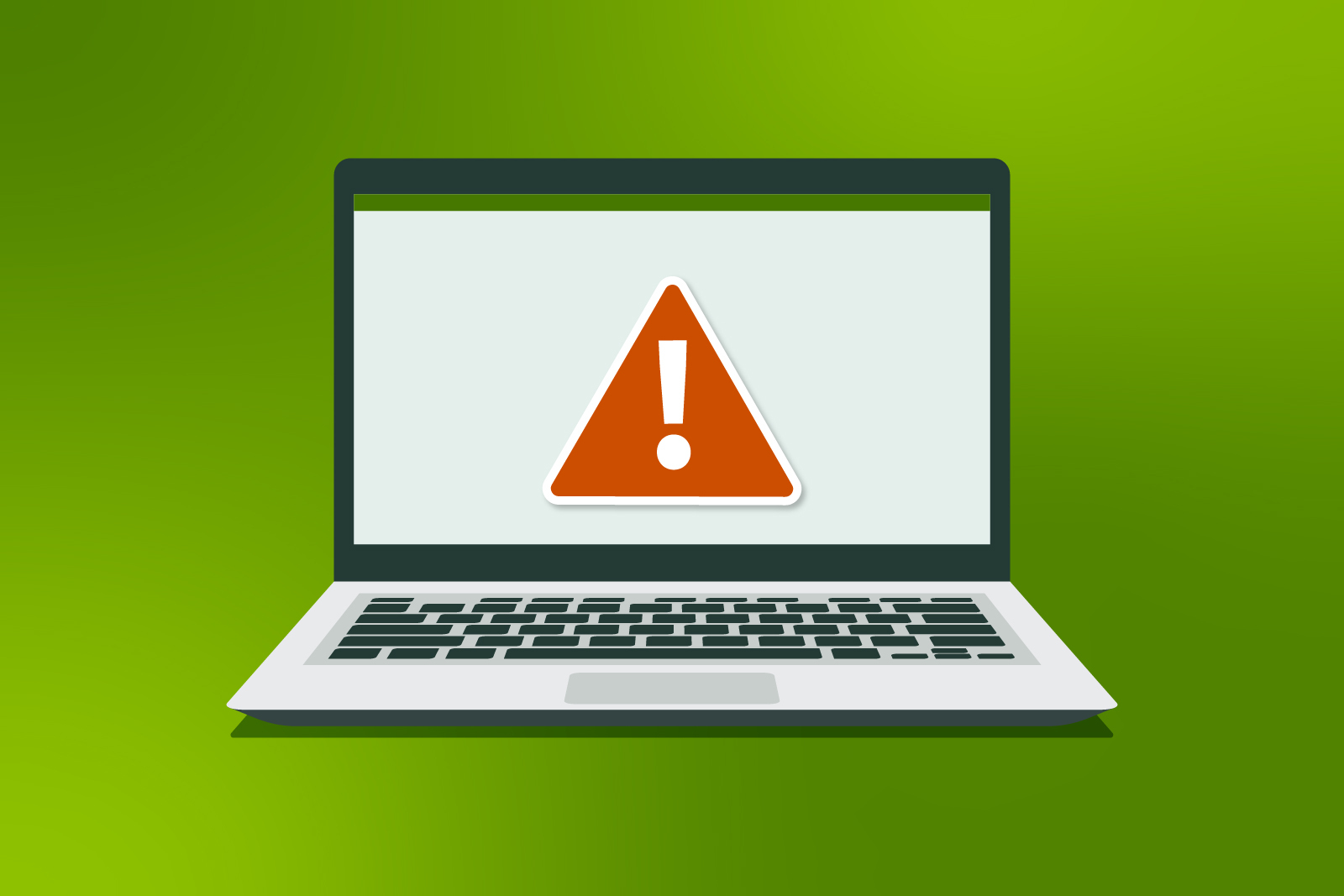 Illustration of a computer screen showing a warning alert, representing...