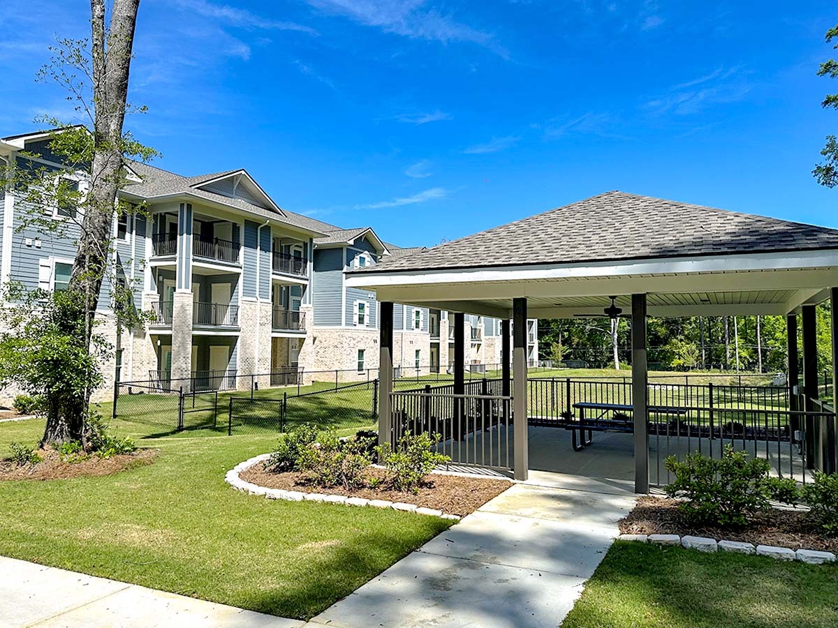Live Oak community courtyard with gazebo. 