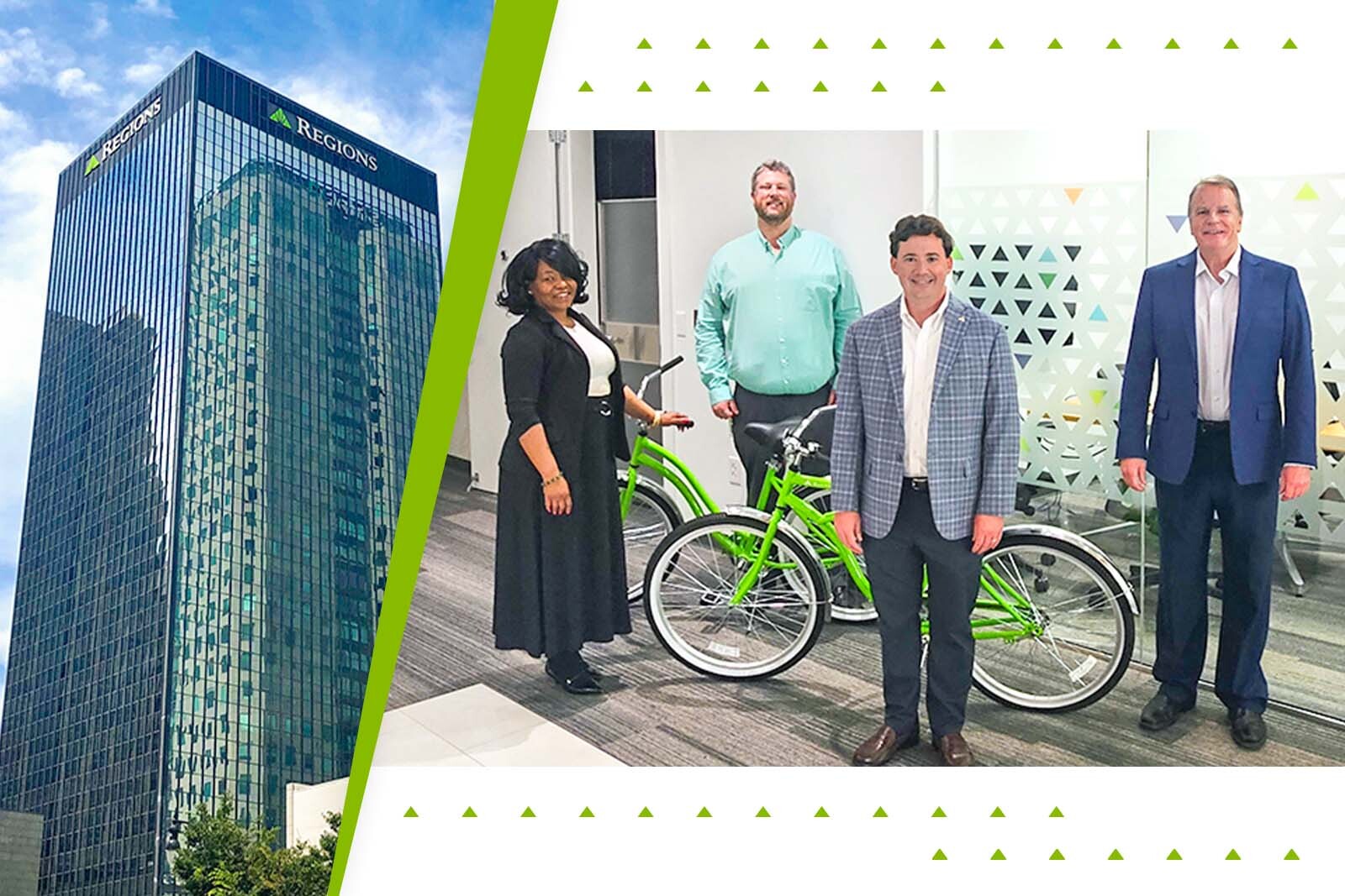 Regions Center and group of Branch associates next to Regions...